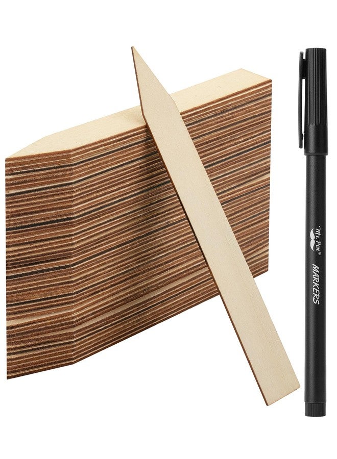 Mr. Pen - Wood Plant Labels with Marker, 100 Pcs, 6" Wooden Plant Markers - Image 1